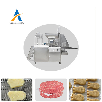チキン・ナゲットおよびパン作り機械を形作る産業自動肉ステーキの出版物の未加工パティーを処理するビーフのハンバーガー